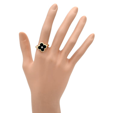 ヴァンクリーフアーペル Van Cleef & Arpels ヴィンテージ アルハンブラ VCARA41000 ブラック×イエローゴールド K18YG ダイヤモンド オニキス #58(JP18) リング 指輪 1Pダイヤ オニキス 17号