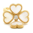 ヴァンクリーフアーペル Van Cleef & Arpels スウィート アルハンブラ エフイヤージュ VCARN5P300 パールホワイト×イエローゴールド K18YG ダイヤモンド マザーオブパール #47(JP7) リング 指輪 750YG 1Pダイヤ 10号