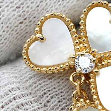 ヴァンクリーフアーペル Van Cleef & Arpels スウィート アルハンブラ エフイヤージュ VCARN5P300 パールホワイト×イエローゴールド K18YG ダイヤモンド マザーオブパール #47(JP7) リング 指輪 750YG 1Pダイヤ 10号