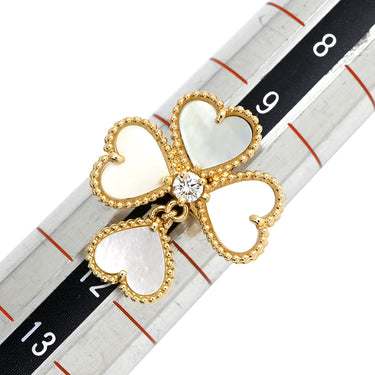ヴァンクリーフアーペル Van Cleef & Arpels スウィート アルハンブラ エフイヤージュ VCARN5P300 パールホワイト×イエローゴールド K18YG ダイヤモンド マザーオブパール #47(JP7) リング 指輪 750YG 1Pダイヤ 10号