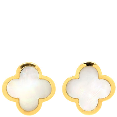 ヴァンクリーフアーペル Van Cleef & Arpels ピュア アルハンブラ VCARA38800 パールホワイト×イエローゴールド K18YG マザーオブパール ピアス Au750 18K 18金 白 シェル