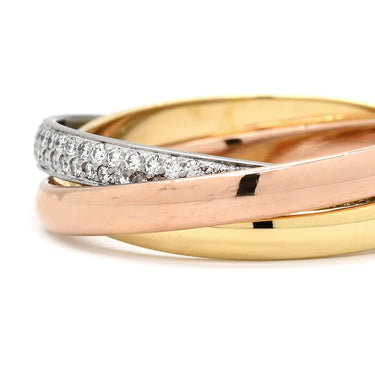 カルティエ Cartier トリニティ SM セミパヴェ ダイヤ ホワイトゴールド×イエローゴールド×ピンクゴールド K18WG K18YG K18PG ダイヤモンド #63(JP23) リング 指輪 3カラー 3連 18K 750 22.5号