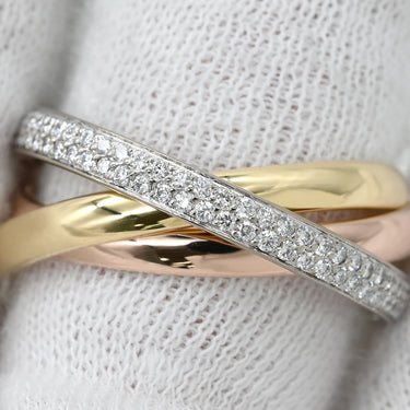 カルティエ Cartier トリニティ SM セミパヴェ ダイヤ ホワイトゴールド×イエローゴールド×ピンクゴールド K18WG K18YG K18PG ダイヤモンド #63(JP23) リング 指輪 3カラー 3連 18K 750 22.5号