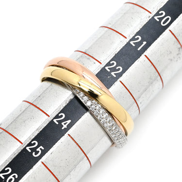 カルティエ Cartier トリニティ SM セミパヴェ ダイヤ ホワイトゴールド×イエローゴールド×ピンクゴールド K18WG K18YG K18PG ダイヤモンド #63(JP23) リング 指輪 3カラー 3連 18K 750 22.5号
