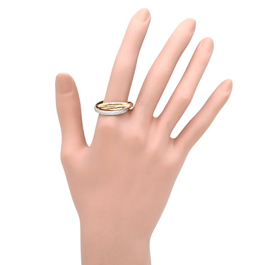 カルティエ Cartier トリニティ SM セミパヴェ ダイヤ ホワイトゴールド×イエローゴールド×ピンクゴールド K18WG K18YG K18PG ダイヤモンド #63(JP23) リング 指輪 3カラー 3連 18K 750 22.5号