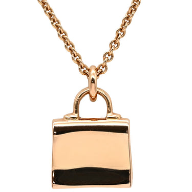 エルメス HERMES アミュレット ケリー ダイヤ ローズゴールド K18PG ダイヤモンド ネックレス ピンクゴールド RG バッグモチーフ 47石