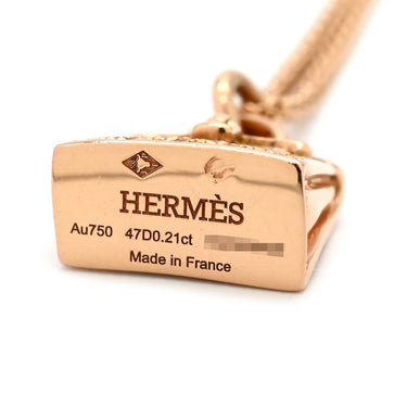 エルメス HERMES アミュレット ケリー ダイヤ ローズゴールド K18PG ダイヤモンド ネックレス ピンクゴールド RG バッグモチーフ 47石