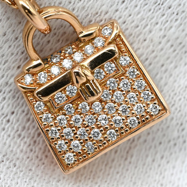 エルメス HERMES アミュレット ケリー ダイヤ ローズゴールド K18PG ダイヤモンド ネックレス ピンクゴールド RG バッグモチーフ 47石