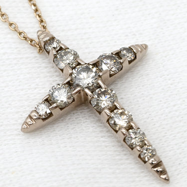 カシケイ KASHIKEY ネイキッド クロス ペンダント 1.1ct ブラウンゴールド ブラウンダイヤモンド K18ブラウンゴールド ネックレス 十字架 CROSS 11石 11P 11粒 ブリリアントカット