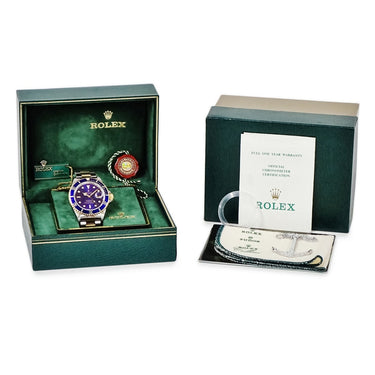 腕時計 ロレックス ROLEX サブマリーナー デイト 16613 E番 自動巻き メンズ E番 K18YG×SS コンビ ヴァイオレット 青サブ