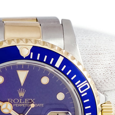 腕時計 ロレックス ROLEX サブマリーナー デイト 16613 E番 自動巻き メンズ E番 K18YG×SS コンビ ヴァイオレット 青サブ