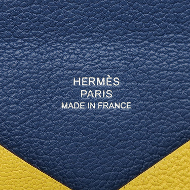 エルメス HERMES カルヴィ ヴェルソ ジョーヌナプル×ブルーサフィール シェーブル カードケース シルバー金具 黄色 青 カード入れ 名刺入れ