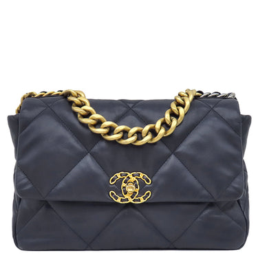 シャネル CHANEL CHANEL 19 ラージ ハンドバッグ AS1161 ネイビー ラムスキン ショルダーバッグ ゴールド金具 チェーンショルダー