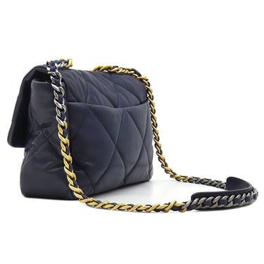 シャネル CHANEL CHANEL 19 ラージ ハンドバッグ AS1161 ネイビー ラムスキン ショルダーバッグ ゴールド金具 チェーンショルダー