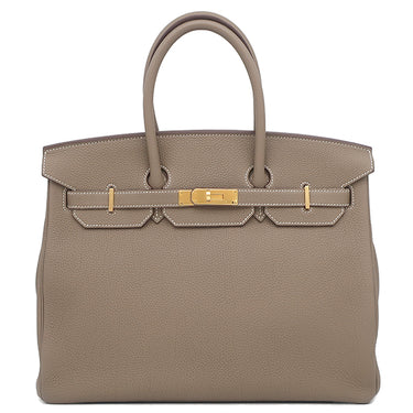エルメス HERMES バーキン35 エトゥープ トゴ ハンドバッグ ゴールド金具 グレージュ