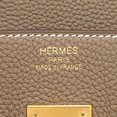 エルメス HERMES バーキン35 エトゥープ トゴ ハンドバッグ ゴールド金具 グレージュ