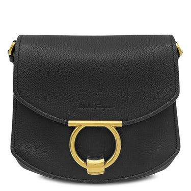 サルヴァトーレ・フェラガモ Salvatore Ferragamo マーゴット 21H766 ブラック レザー ショルダーバッグ ゴールド金具 ガンチーニ 黒