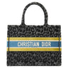 クリスチャン・ディオール Christian Dior ブックトート ミディアム ブラック ベロア トートバッグ 黒 黄色 青 ヒョウ柄 レオパード Book Tote