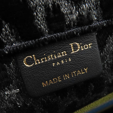 クリスチャン・ディオール Christian Dior ブックトート ミディアム ブラック ベロア トートバッグ 黒 黄色 青 ヒョウ柄 レオパード Book Tote