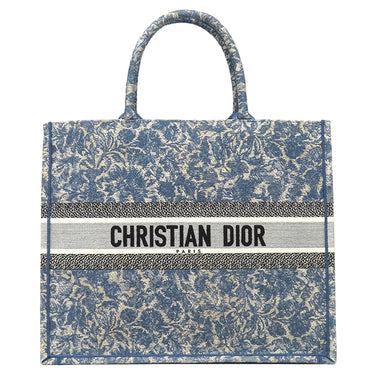 クリスチャン・ディオール Christian Dior ブックトート ラージ M1286ZRXR_M49E ブルー コットン トートバッグ 青 エンブロイダリー ボタニカル柄