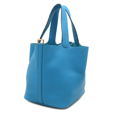エルメス HERMES ピコタンロック MM 22 ブルーザンジバル トリヨンクレマンス ハンドバッグ ゴールド金具 水色 鍵・カデナ欠品