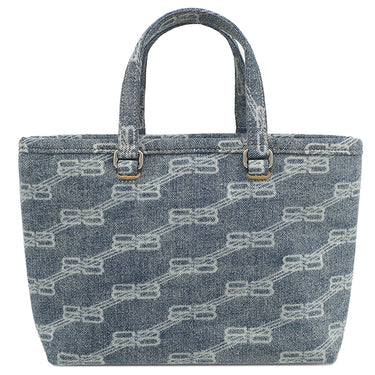 バレンシアガ BALENCIAGA BBモノグラム シグネチャー スモール ショッパー 702699 ライトブルー デニム 2WAYバッグ シルバー金具 トートバッグ ショルダー