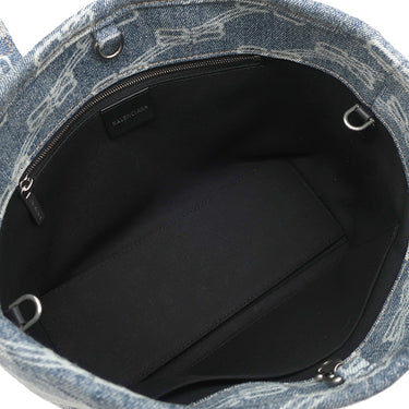 バレンシアガ BALENCIAGA BBモノグラム シグネチャー スモール ショッパー 702699 ライトブルー デニム 2WAYバッグ シルバー金具 トートバッグ ショルダー