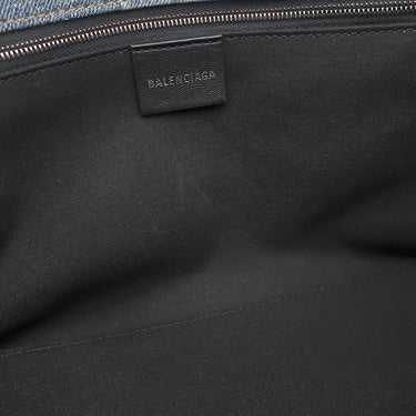 バレンシアガ BALENCIAGA BBモノグラム シグネチャー スモール ショッパー 702699 ライトブルー デニム 2WAYバッグ シルバー金具 トートバッグ ショルダー