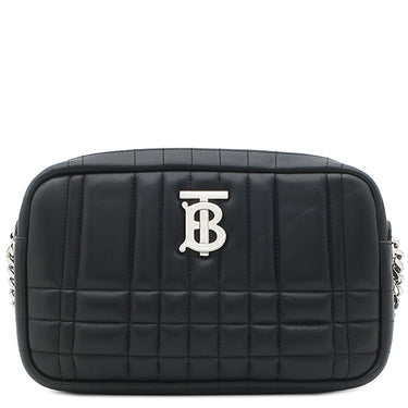 バーバリー BURBERRY ローラ ミニ キルティング カメラバッグ ブラック レザー ショルダーバッグ シルバー金具 黒 チェーンショルダー