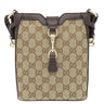 グッチ GUCCI ミニ バケット ショルダー 782919 ベージュ×エボニー GGキャンバス レザー ショルダーバッグ ゴールド金具 ブラウン ウェブストライプ