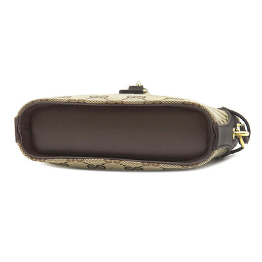 グッチ GUCCI ミニ バケット ショルダー 782919 ベージュ×エボニー GGキャンバス レザー ショルダーバッグ ゴールド金具 ブラウン ウェブストライプ