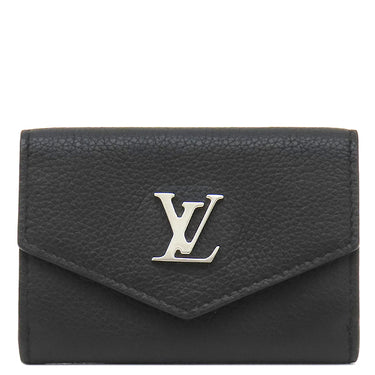 ルイヴィトン LOUIS VUITTON ポルトフォイユ ロックミニ M63921 ブラック カーフ 三つ折り財布 シルバー金具 黒 コンパクトウォレット