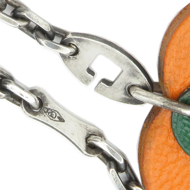 エルメス HERMES プルーン フルーツポルトクレ オレンジ レザー キーホルダー シルバー金具 アプリコット フルーツモチーフ チャーム