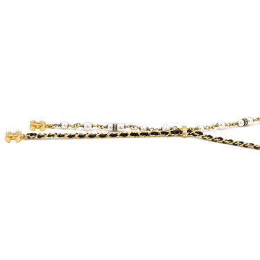 シャネル CHANEL ココマーク ロング ABE732-B18632-NAAOL ゴールド GP ラインストーン フェイクパール ネックレス CCマーク ラインストーン フェイクパール Y字型