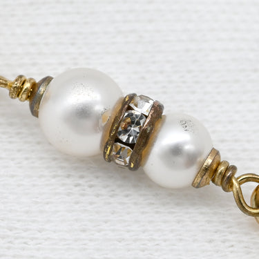 シャネル CHANEL ココマーク ロング ABE732-B18632-NAAOL ゴールド GP ラインストーン フェイクパール ネックレス CCマーク ラインストーン フェイクパール Y字型