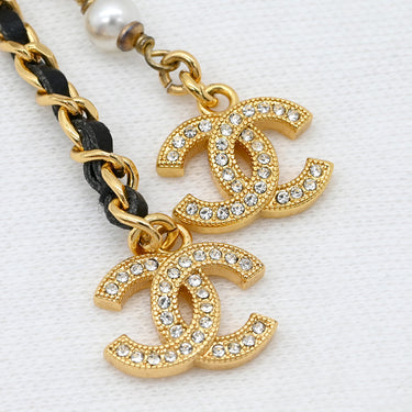 シャネル CHANEL ココマーク ロング ABE732-B18632-NAAOL ゴールド GP ラインストーン フェイクパール ネックレス CCマーク ラインストーン フェイクパール Y字型