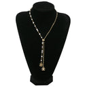 シャネル CHANEL ココマーク ロング ABE732-B18632-NAAOL ゴールド GP ラインストーン フェイクパール ネックレス CCマーク ラインストーン フェイクパール Y字型