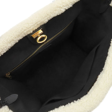 ルイヴィトン LOUIS VUITTON オンマイサイド MM M58908 ブラック×ホワイト レザー シアリング 2WAYバッグ ゴールド金具 黒 白 ファー ベルベット