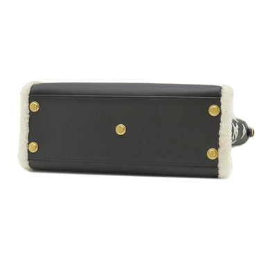 ルイヴィトン LOUIS VUITTON オンマイサイド MM M58908 ブラック×ホワイト レザー シアリング 2WAYバッグ ゴールド金具 黒 白 ファー ベルベット