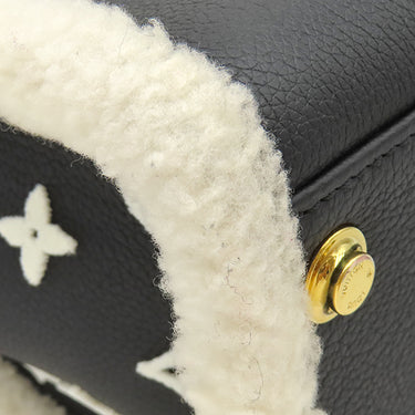 ルイヴィトン LOUIS VUITTON オンマイサイド MM M58908 ブラック×ホワイト レザー シアリング 2WAYバッグ ゴールド金具 黒 白 ファー ベルベット