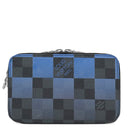 ルイヴィトン LOUIS VUITTON アルファ ウェアラブル ウォレット N60414 ブルー レザー ダミエグラフィットジャイアントキャンバス ショルダーバッグ シルバー金具 カード入れ