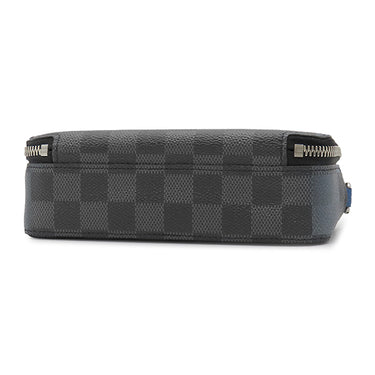 ルイヴィトン LOUIS VUITTON アルファ ウェアラブル ウォレット N60414 ブルー レザー ダミエグラフィットジャイアントキャンバス ショルダーバッグ シルバー金具 カード入れ