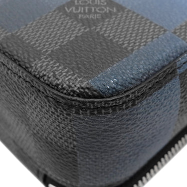 ルイヴィトン LOUIS VUITTON アルファ ウェアラブル ウォレット N60414 ブルー レザー ダミエグラフィットジャイアントキャンバス ショルダーバッグ シルバー金具 カード入れ