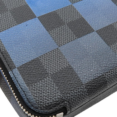 ルイヴィトン LOUIS VUITTON アルファ ウェアラブル ウォレット N60414 ブルー レザー ダミエグラフィットジャイアントキャンバス ショルダーバッグ シルバー金具 カード入れ
