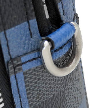ルイヴィトン LOUIS VUITTON アルファ ウェアラブル ウォレット N60414 ブルー レザー ダミエグラフィットジャイアントキャンバス ショルダーバッグ シルバー金具 カード入れ