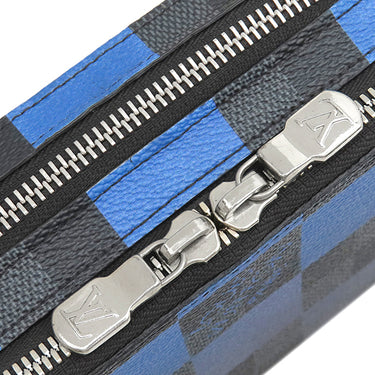 ルイヴィトン LOUIS VUITTON アルファ ウェアラブル ウォレット N60414 ブルー レザー ダミエグラフィットジャイアントキャンバス ショルダーバッグ シルバー金具 カード入れ