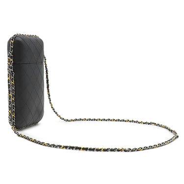 シャネル CHANEL マトラッセ チェーン フォン ホルダー A94471 ブラック カーフ ポーチ シルバー金具 ゴールド金具×シルバー金具