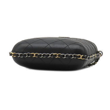 シャネル CHANEL マトラッセ チェーン フォン ホルダー A94471 ブラック カーフ ポーチ シルバー金具 ゴールド金具×シルバー金具