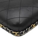 シャネル CHANEL マトラッセ チェーン フォン ホルダー A94471 ブラック カーフ ポーチ シルバー金具 ゴールド金具×シルバー金具