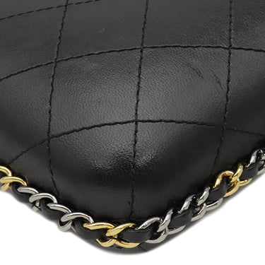 シャネル CHANEL マトラッセ チェーン フォン ホルダー A94471 ブラック カーフ ポーチ シルバー金具 ゴールド金具×シルバー金具